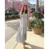 imageBTFBM Women Casual Summer Dresses 2025 Spring Crew Neck Ruffle Short Sleeve Floral Print Smocked Boho Flowy Maxi DressLeopard Apricot Grey