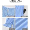 imageBTFBM Women Casual Summer Dresses 2025 Spring Crew Neck Ruffle Short Sleeve Floral Print Smocked Boho Flowy Maxi DressSolid Light Blue