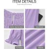 imageBTFBM Women Casual Summer Dresses 2025 Spring Crew Neck Ruffle Short Sleeve Floral Print Smocked Boho Flowy Maxi DressSolid Purple