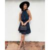 imageBTFBM Women Halter Neck Summer Dresses 2025 Spring Casual Sleeveless Floral Polka Dot Ruffle Mini Boho Beach Sun DressDark GreenBlackOrange