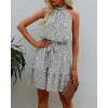 imageBTFBM Women Halter Neck Summer Dresses 2025 Spring Casual Sleeveless Floral Polka Dot Ruffle Mini Boho Beach Sun DressDot Apricot Black