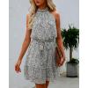 imageBTFBM Women Halter Neck Summer Dresses 2025 Spring Casual Sleeveless Floral Polka Dot Ruffle Mini Boho Beach Sun DressDot Apricot Black