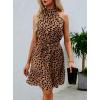 imageBTFBM Women Halter Neck Summer Dresses 2025 Spring Casual Sleeveless Floral Polka Dot Ruffle Mini Boho Beach Sun DressDot Dark Khaki Black