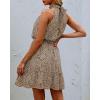 imageBTFBM Women Halter Neck Summer Dresses 2025 Spring Casual Sleeveless Floral Polka Dot Ruffle Mini Boho Beach Sun DressDot Light Khaki Black