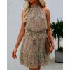 imageBTFBM Women Halter Neck Summer Dresses 2025 Spring Casual Sleeveless Floral Polka Dot Ruffle Mini Boho Beach Sun DressDot Light Khaki Black