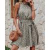 imageBTFBM Women Halter Neck Summer Dresses 2025 Spring Casual Sleeveless Floral Polka Dot Ruffle Mini Boho Beach Sun DressFloral Print Army Green