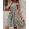 imageBTFBM Women Halter Neck Summer Dresses 2025 Spring Casual Sleeveless Floral Polka Dot Ruffle Mini Boho Beach Sun DressFloral Print Army Green