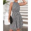 imageBTFBM Women Halter Neck Summer Dresses 2025 Spring Casual Sleeveless Floral Polka Dot Ruffle Mini Boho Beach Sun DressFloral Print Black