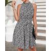 imageBTFBM Women Halter Neck Summer Dresses 2025 Spring Casual Sleeveless Floral Polka Dot Ruffle Mini Boho Beach Sun DressFloral Print Black
