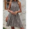 imageBTFBM Women Halter Neck Summer Dresses 2025 Spring Casual Sleeveless Floral Polka Dot Ruffle Mini Boho Beach Sun DressFloral Print Black White