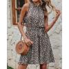 imageBTFBM Women Halter Neck Summer Dresses 2025 Spring Casual Sleeveless Floral Polka Dot Ruffle Mini Boho Beach Sun DressFloral Print Black White