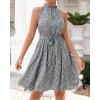 imageBTFBM Women Halter Neck Summer Dresses 2025 Spring Casual Sleeveless Floral Polka Dot Ruffle Mini Boho Beach Sun DressFloral Print Blue