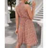 imageBTFBM Women Halter Neck Summer Dresses 2025 Spring Casual Sleeveless Floral Polka Dot Ruffle Mini Boho Beach Sun DressFloral Print Red