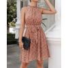 imageBTFBM Women Halter Neck Summer Dresses 2025 Spring Casual Sleeveless Floral Polka Dot Ruffle Mini Boho Beach Sun DressFloral Print Red