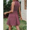 imageBTFBM Women Halter Neck Summer Dresses 2025 Spring Casual Sleeveless Floral Polka Dot Ruffle Mini Boho Beach Sun DressFloral Print Wine Red