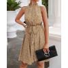 imageBTFBM Women Halter Neck Summer Dresses 2025 Spring Casual Sleeveless Floral Polka Dot Ruffle Mini Boho Beach Sun DressFloral Print Yellow
