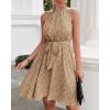 imageBTFBM Women Halter Neck Summer Dresses 2025 Spring Casual Sleeveless Floral Polka Dot Ruffle Mini Boho Beach Sun DressFloral Print Yellow