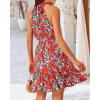 imageBTFBM Women Halter Neck Summer Dresses 2025 Spring Casual Sleeveless Floral Polka Dot Ruffle Mini Boho Beach Sun DressFloral Red