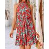 imageBTFBM Women Halter Neck Summer Dresses 2025 Spring Casual Sleeveless Floral Polka Dot Ruffle Mini Boho Beach Sun DressFloral Red