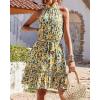 imageBTFBM Women Halter Neck Summer Dresses 2025 Spring Casual Sleeveless Floral Polka Dot Ruffle Mini Boho Beach Sun DressFloral Yellow