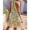 imageBTFBM Women Halter Neck Summer Dresses 2025 Spring Casual Sleeveless Floral Polka Dot Ruffle Mini Boho Beach Sun DressFloral Yellow