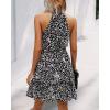 imageBTFBM Women Halter Neck Summer Dresses 2025 Spring Casual Sleeveless Floral Polka Dot Ruffle Mini Boho Beach Sun DressLeopard Black