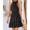 imageBTFBM Women Halter Neck Summer Dresses 2025 Spring Casual Sleeveless Floral Polka Dot Ruffle Mini Boho Beach Sun DressPolka Dot Black