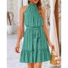 imageBTFBM Women Halter Neck Summer Dresses 2025 Spring Casual Sleeveless Floral Polka Dot Ruffle Mini Boho Beach Sun DressPolka Dot Green