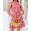 imageBTFBM Women Halter Neck Summer Dresses 2025 Spring Casual Sleeveless Floral Polka Dot Ruffle Mini Boho Beach Sun DressPolka Dot Pink