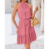imageBTFBM Women Halter Neck Summer Dresses 2025 Spring Casual Sleeveless Floral Polka Dot Ruffle Mini Boho Beach Sun DressPolka Dot Pink