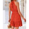 imageBTFBM Women Halter Neck Summer Dresses 2025 Spring Casual Sleeveless Floral Polka Dot Ruffle Mini Boho Beach Sun DressPolka Dot Red