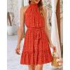 imageBTFBM Women Halter Neck Summer Dresses 2025 Spring Casual Sleeveless Floral Polka Dot Ruffle Mini Boho Beach Sun DressPolka Dot Red