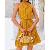 imageBTFBM Women Halter Neck Summer Dresses 2025 Spring Casual Sleeveless Floral Polka Dot Ruffle Mini Boho Beach Sun DressPolka Dot Yellow