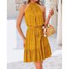 imageBTFBM Women Halter Neck Summer Dresses 2025 Spring Casual Sleeveless Floral Polka Dot Ruffle Mini Boho Beach Sun DressPolka Dot Yellow
