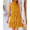 imageBTFBM Women Halter Neck Summer Dresses 2025 Spring Casual Sleeveless Floral Polka Dot Ruffle Mini Boho Beach Sun DressPolka Dot Yellow