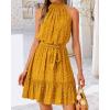 imageBTFBM Women Halter Neck Summer Dresses 2025 Spring Casual Sleeveless Floral Polka Dot Ruffle Mini Boho Beach Sun DressPolka Dot Yellow