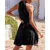 imageBTFBM Women Halter Neck Summer Dresses 2025 Spring Casual Sleeveless Floral Polka Dot Ruffle Mini Boho Beach Sun DressSolid Black