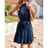 imageBTFBM Women Halter Neck Summer Dresses 2025 Spring Casual Sleeveless Floral Polka Dot Ruffle Mini Boho Beach Sun DressSolid Dark Blue