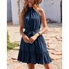 imageBTFBM Women Halter Neck Summer Dresses 2025 Spring Casual Sleeveless Floral Polka Dot Ruffle Mini Boho Beach Sun DressSolid Dark Blue