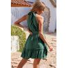 imageBTFBM Women Halter Neck Summer Dresses 2025 Spring Casual Sleeveless Floral Polka Dot Ruffle Mini Boho Beach Sun DressSolid Grey Green