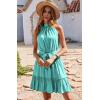 imageBTFBM Women Halter Neck Summer Dresses 2025 Spring Casual Sleeveless Floral Polka Dot Ruffle Mini Boho Beach Sun DressSolid Lake Blue