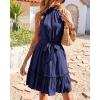 imageBTFBM Women Halter Neck Summer Dresses 2025 Spring Casual Sleeveless Floral Polka Dot Ruffle Mini Boho Beach Sun DressSolid Navy