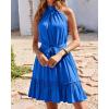 imageBTFBM Women Halter Neck Summer Dresses 2025 Spring Casual Sleeveless Floral Polka Dot Ruffle Mini Boho Beach Sun DressSolid Royal Blue
