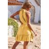 imageBTFBM Women Halter Neck Summer Dresses 2025 Spring Casual Sleeveless Floral Polka Dot Ruffle Mini Boho Beach Sun DressSolid Yellow