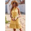 imageBTFBM Women Halter Neck Summer Dresses 2025 Spring Casual Sleeveless Floral Polka Dot Ruffle Mini Boho Beach Sun DressSolid Yellow