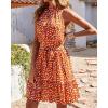 imageBTFBM Women Halter Neck Summer Dresses 2025 Spring Casual Sleeveless Floral Polka Dot Ruffle Mini Boho Beach Sun DressWhite Dot Red