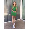 imageBTFBM Womens 2025 Summer Casual Beach Dresses Crew Neck Short Sleeve Wrap Party Club Mini Ruched Bodycon T Shirt DressBright Green