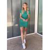 imageBTFBM Womens 2025 Summer Casual Beach Dresses Crew Neck Short Sleeve Wrap Party Club Mini Ruched Bodycon T Shirt DressCyan Blue