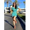 imageBTFBM Womens 2025 Summer Casual Beach Dresses Crew Neck Short Sleeve Wrap Party Club Mini Ruched Bodycon T Shirt DressCyan Blue