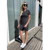 imageBTFBM Womens 2025 Summer Casual Beach Dresses Crew Neck Short Sleeve Wrap Party Club Mini Ruched Bodycon T Shirt DressDark Grey